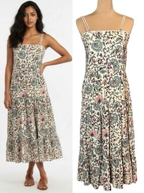 Raga Boho Floral Tiered Midi Dress Sz S Cottage Sundress Flowy Feminine